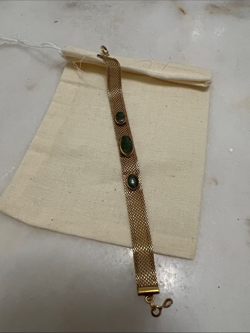 Green Jade Gold 14k Gold Filled Bracelet